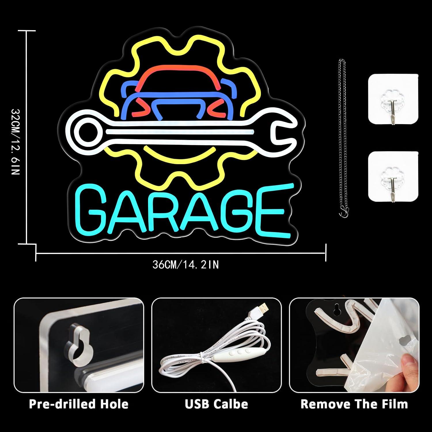 Garage Neon Sign USB Powered L - đánh giá và giá Auto Repair Shop